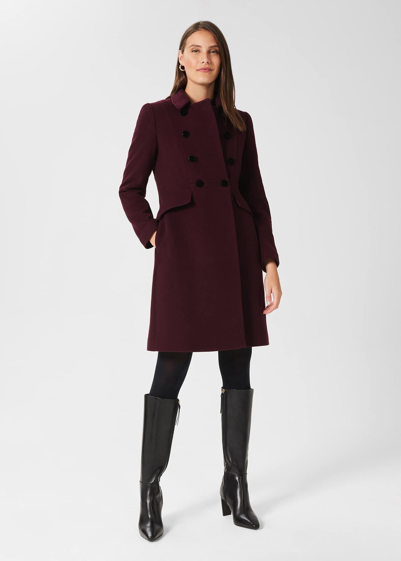 Janaya Wool Blend Coat, Mullberry Red, hi-res