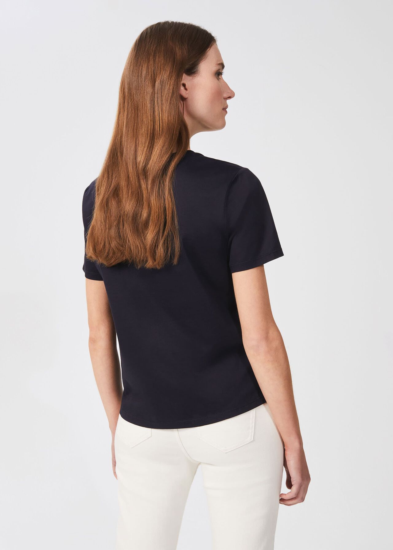 Charlotte Cotton T-Shirt, Navy, hi-res