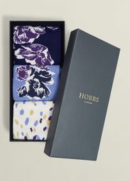 Floral Sock Set, Navy Blue Cream, hi-res