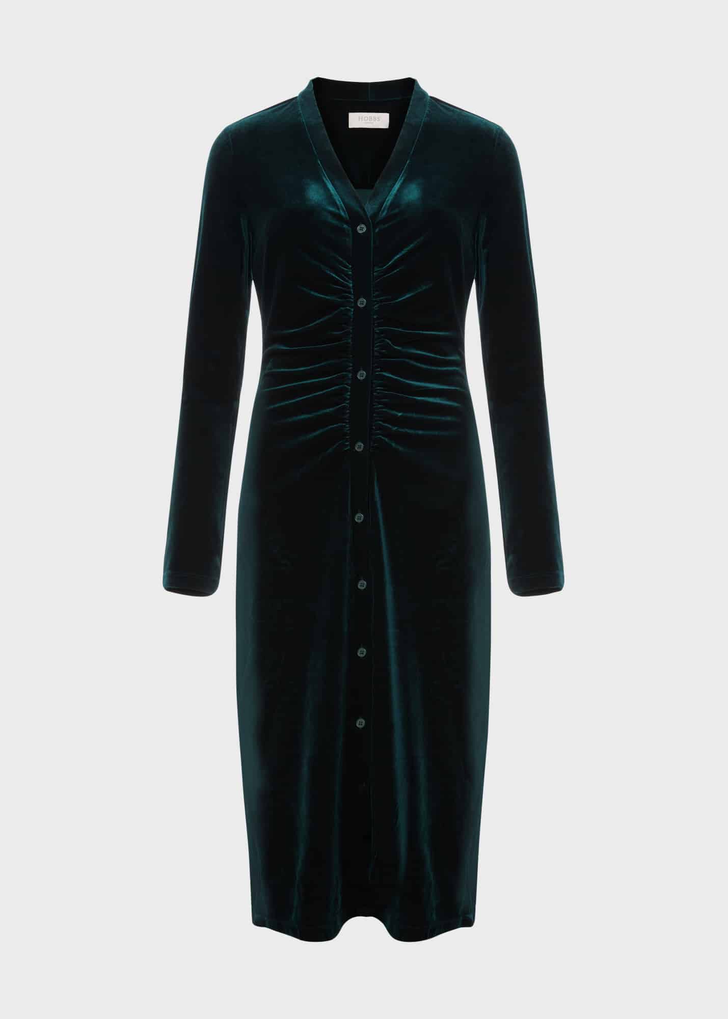 Hobbs green velvet dress shop
