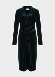 Hatty Velvet Dress, Dark Green, hi-res