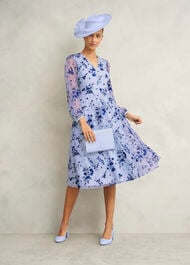 Petite Ella  Embroidered Dress, Midnight Blue, hi-res