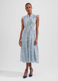 Georgiana Printed Fit And Flare Dress, Blue Multi, hi-res