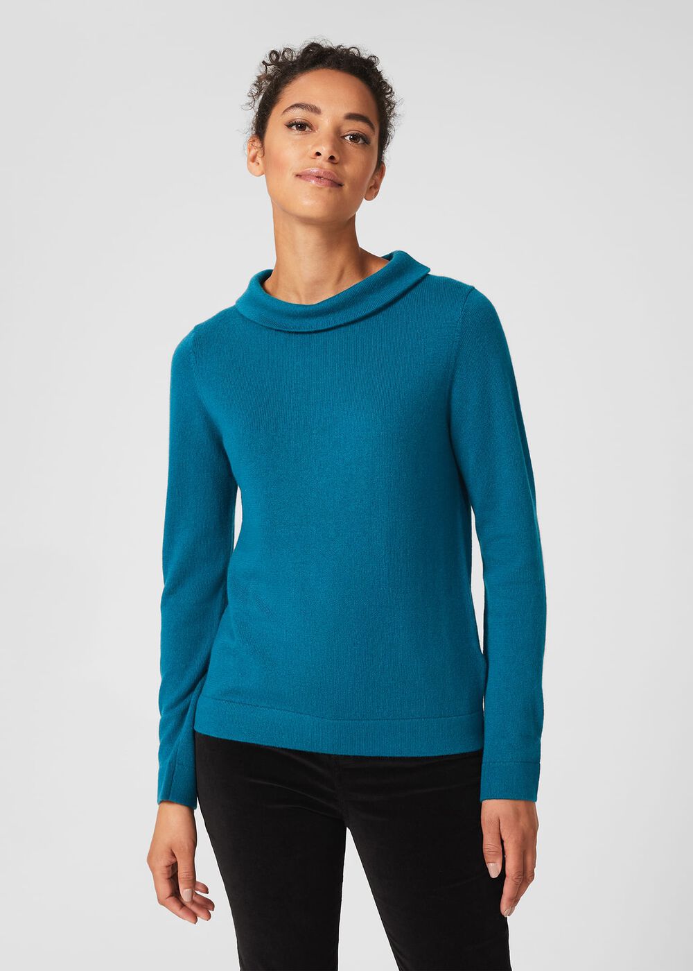 Audrey Wool Cashmere Jumper, Petrol Blue, hi-res