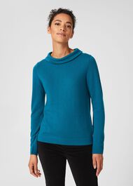 Audrey Wool Cashmere Jumper, Petrol Blue, hi-res