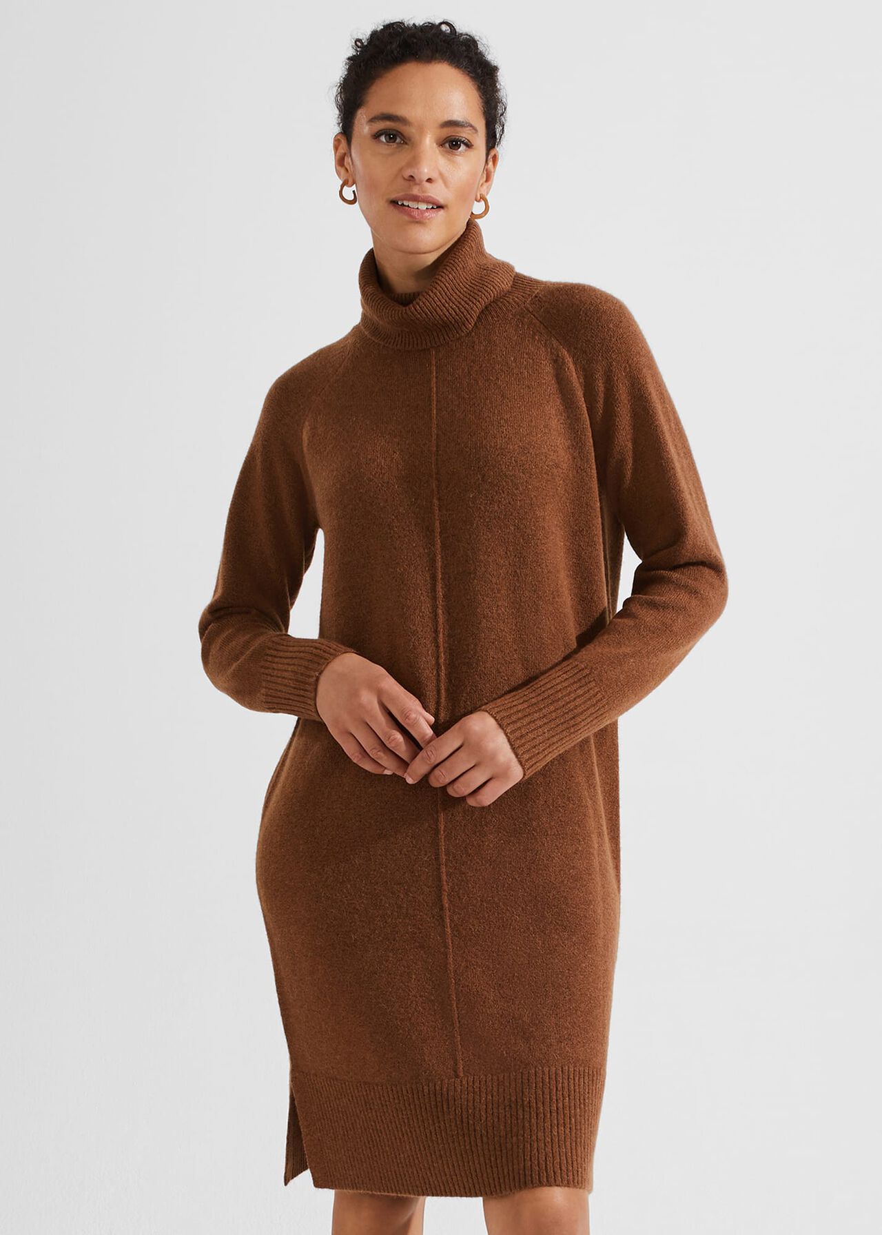 Nessa Knitted Dress With Alpaca, Toffee, hi-res