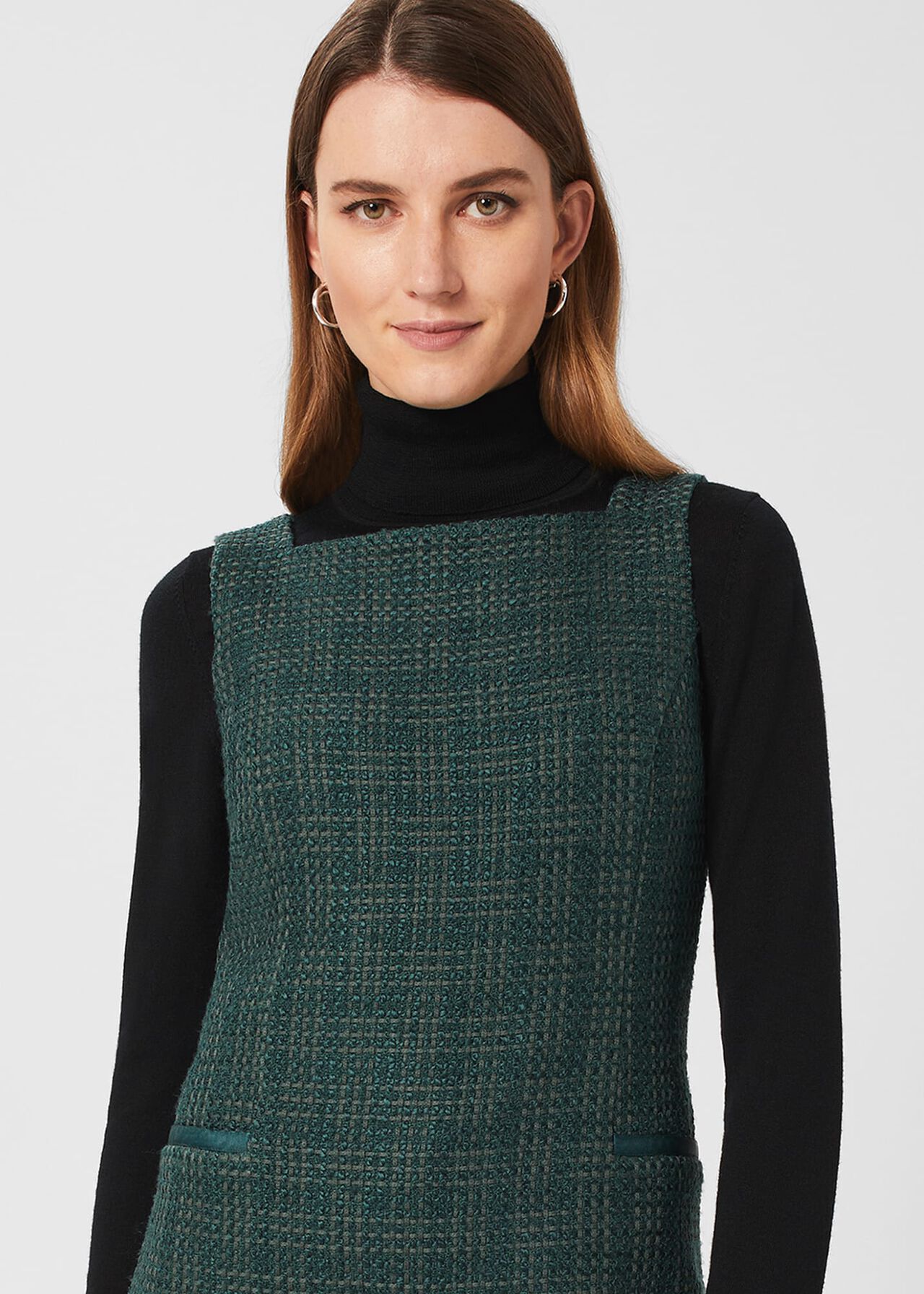 Estella Tweed Dress, Deep Pine Green, hi-res