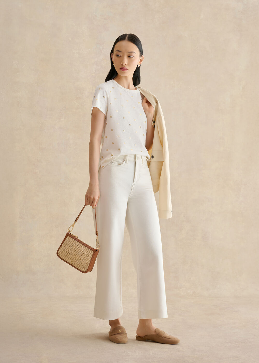 Adaline Cotton Slub Printed T-Shirt, Ivory Gold, hi-res