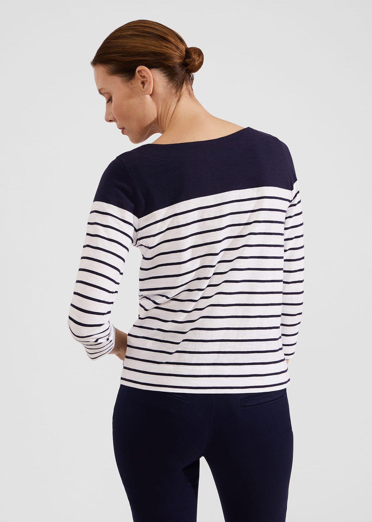 Avia Cotton Slub Striped T-Shirt, White Navy, hi-res