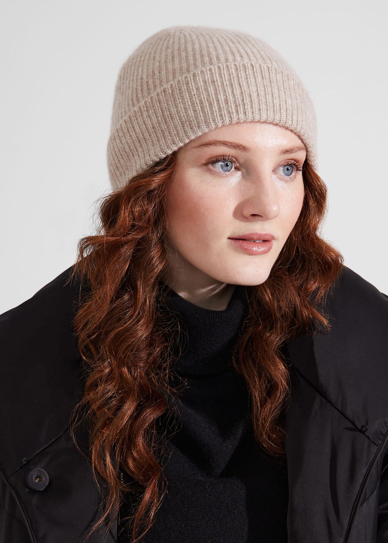 Mabel Cashmere Hat, Oat Marl, hi-res