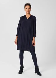 Emilia Pleated Dress, French Blue, hi-res