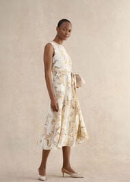 Uma Trimmed Linen Dress, Cream Multi, hi-res