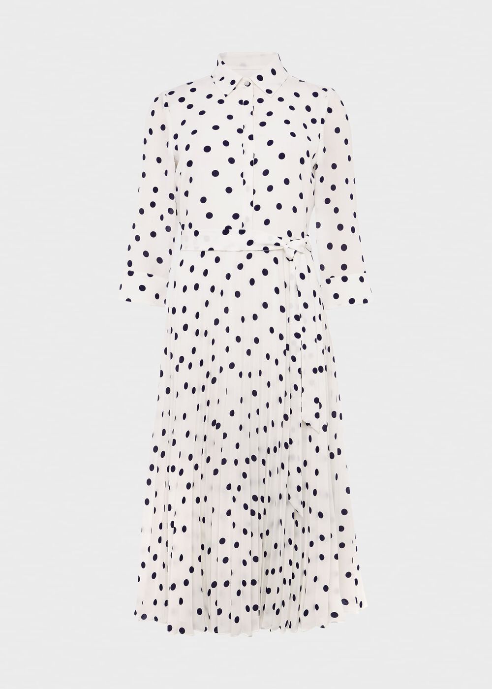 Leona Spot Midi Dress, Ivory Navy, hi-res