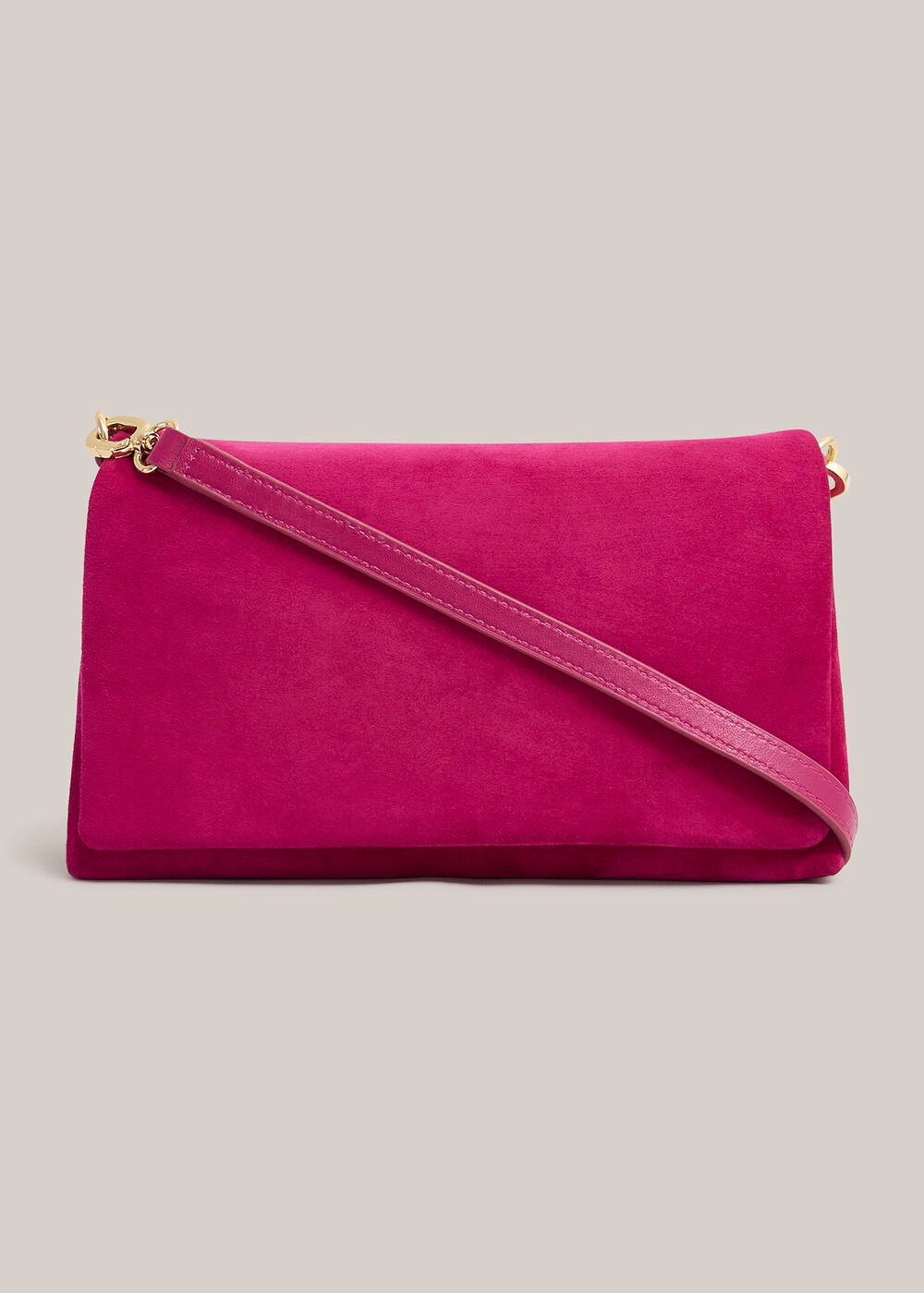 Jas Suede Clutch, Bright Pink, hi-res