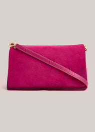Jas Suede Clutch, Bright Pink, hi-res