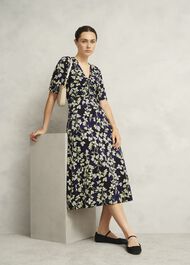 Navy Floral Peyton Jersey Midi Dress, Navy Multi, hi-res
