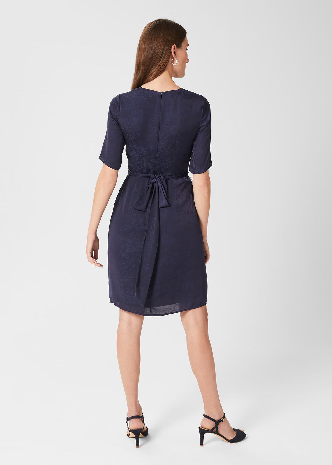 Anya Jacquard Dress, Light Navy, hi-res