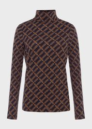 Mischa Roll Neck Top, Navy Multi, hi-res
