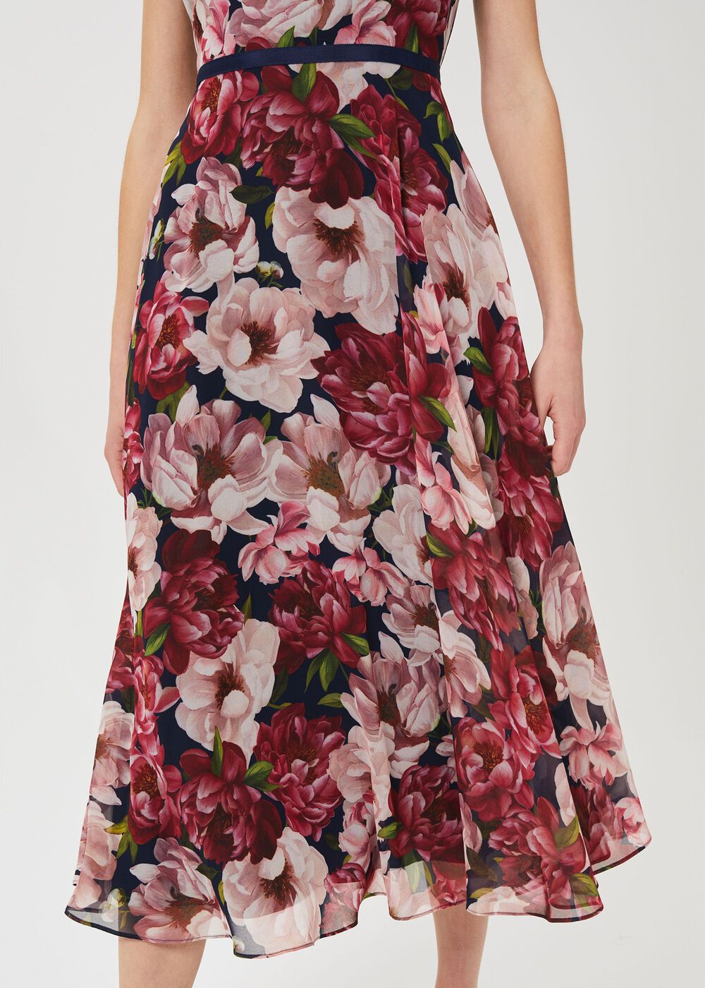 Carly Floral Midi Dress, Peony Pink, hi-res
