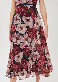 Carly Floral Midi Dress, Peony Pink, hi-res