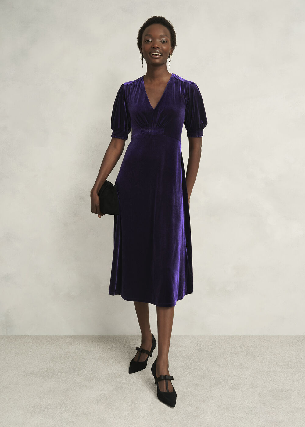 Dormer Velvet Dress, Midnight Purple, hi-res