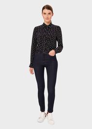 Gwyneth Tie Neck Top, Navy Ivory, hi-res