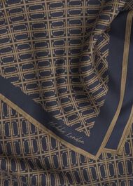Bria Silk Scarf, Navy Camel, hi-res