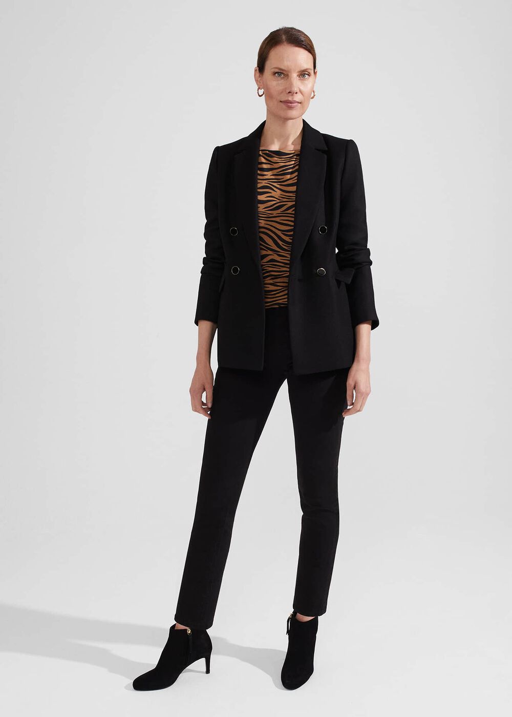 Sonya Printed Top, Camel Black, hi-res