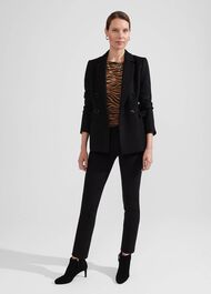 Sonya Printed Top, Camel Black, hi-res