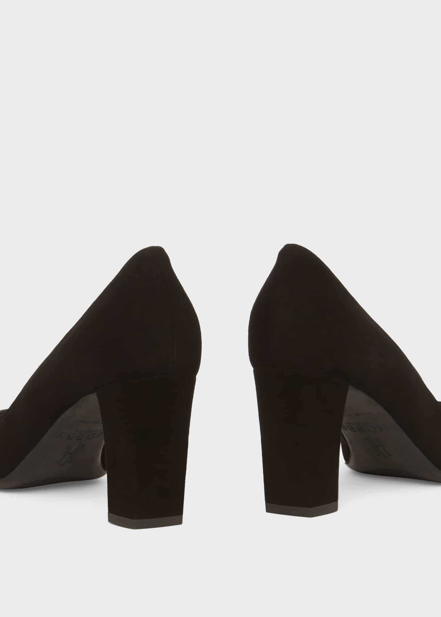 suede block heel court shoes