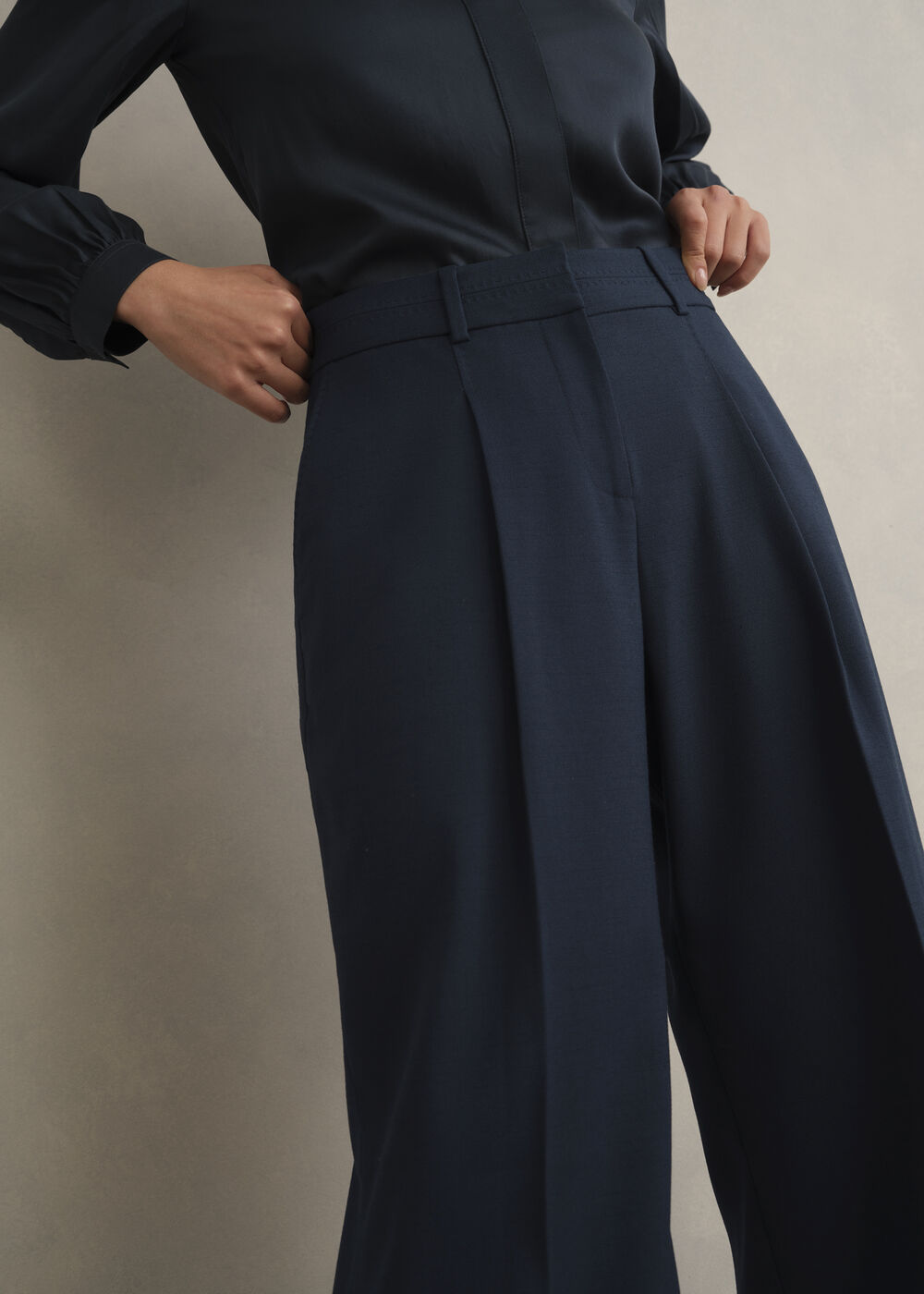 Lauren Wide Trousers, Dark Slate Blue, hi-res
