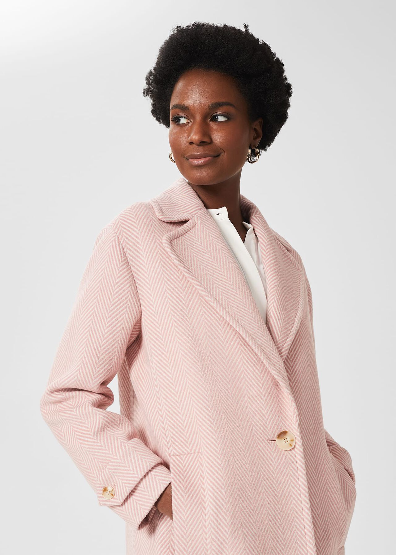 Carmina Wool Blend Coat, Pale Pink Ivory, hi-res