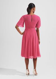 Petite Eleanor Spot Fit And Flare Dress, Pink Ivory, hi-res