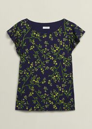 Nessie Printed Top, Navy Multi, hi-res