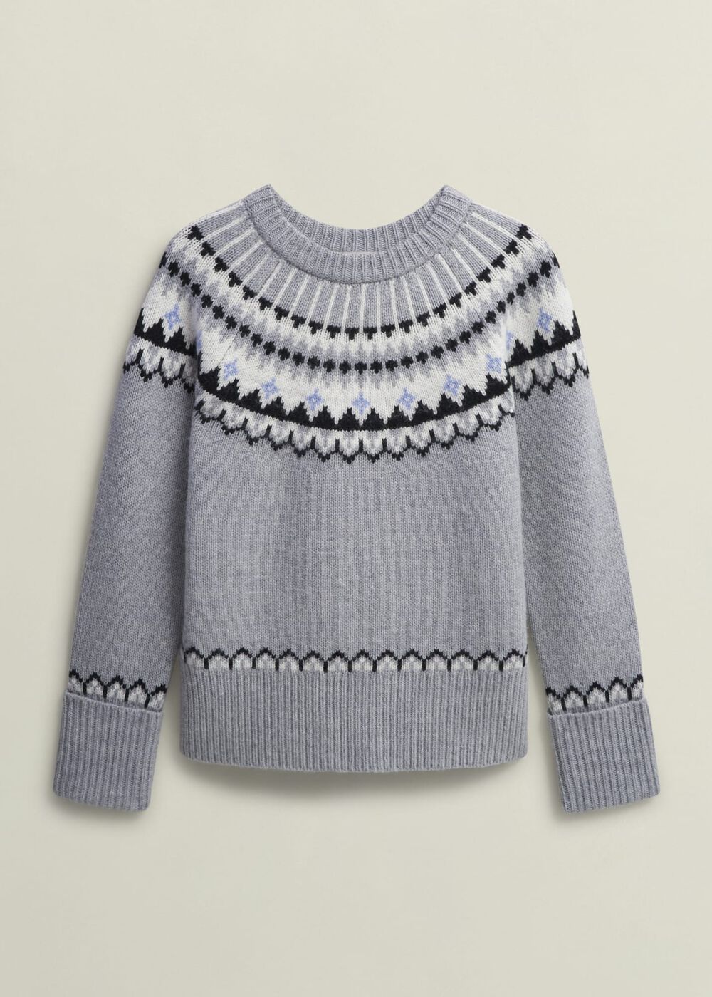 Anya Fairisle Jumper With Alpaca, Mid Grey Marl, hi-res