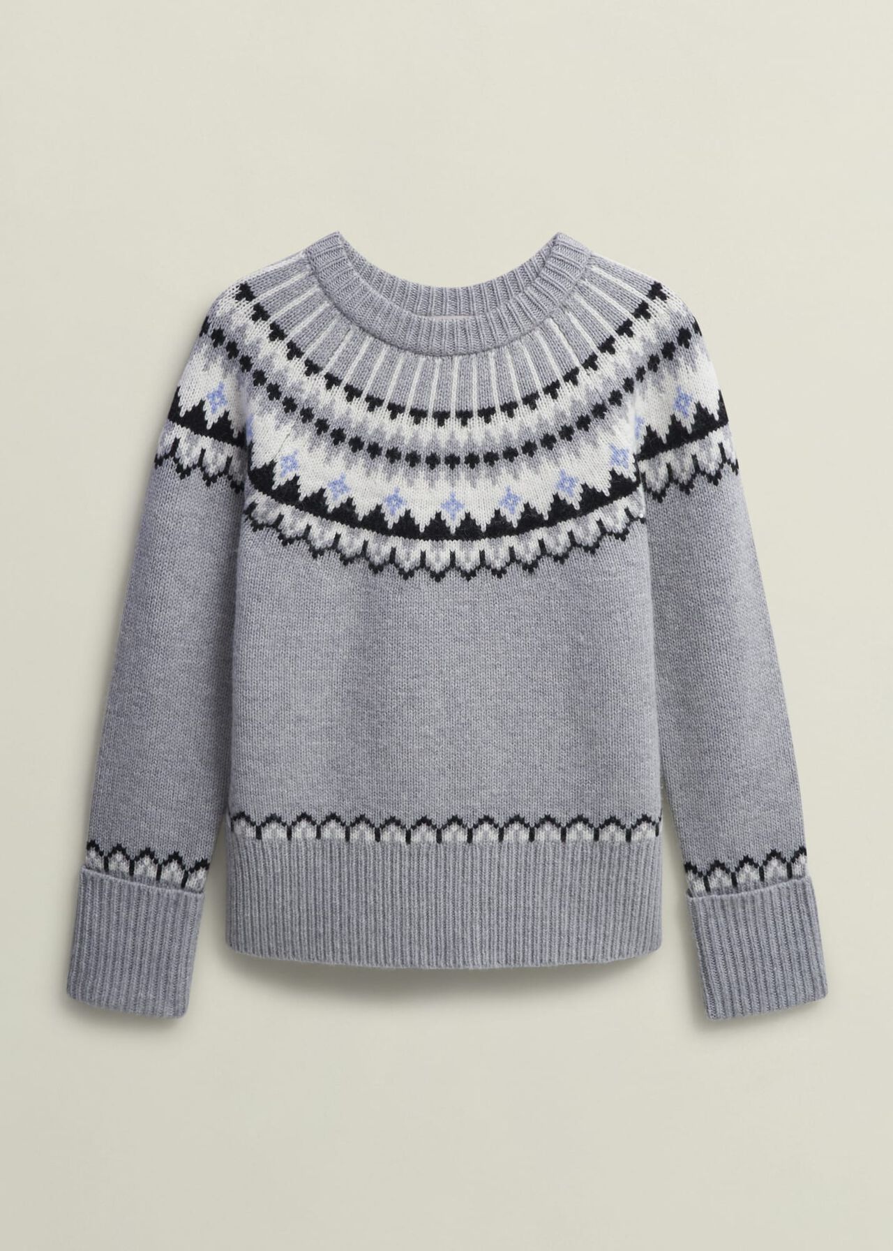 Anya Fairisle Jumper With Alpaca, Mid Grey Marl, hi-res