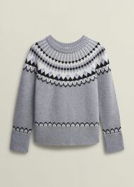 Anya Fairisle Jumper With Alpaca, Mid Grey Marl, hi-res