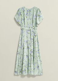 Sophia Silk Belted Dress, Sage Multi, hi-res