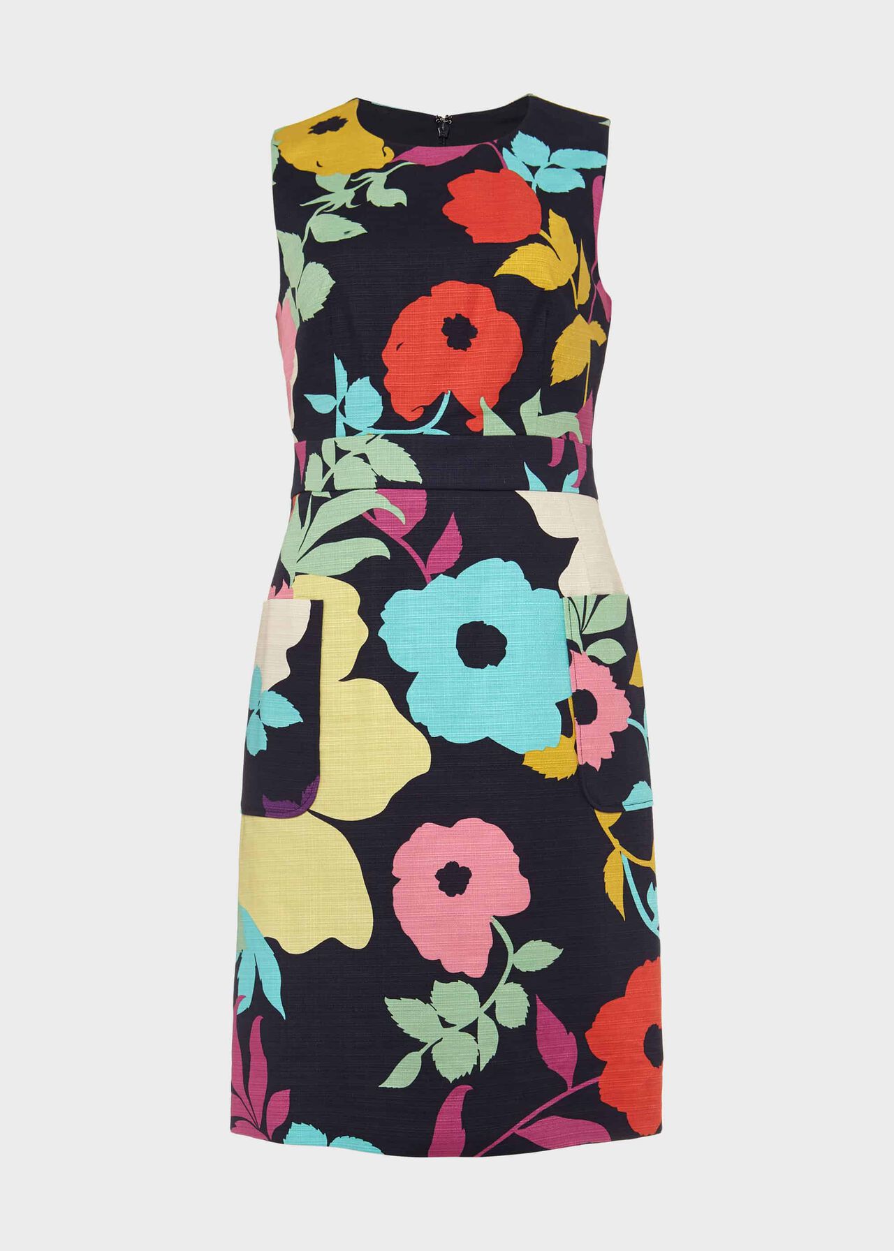 Allison Cotton Blend Floral Shift Dress Navy Multi