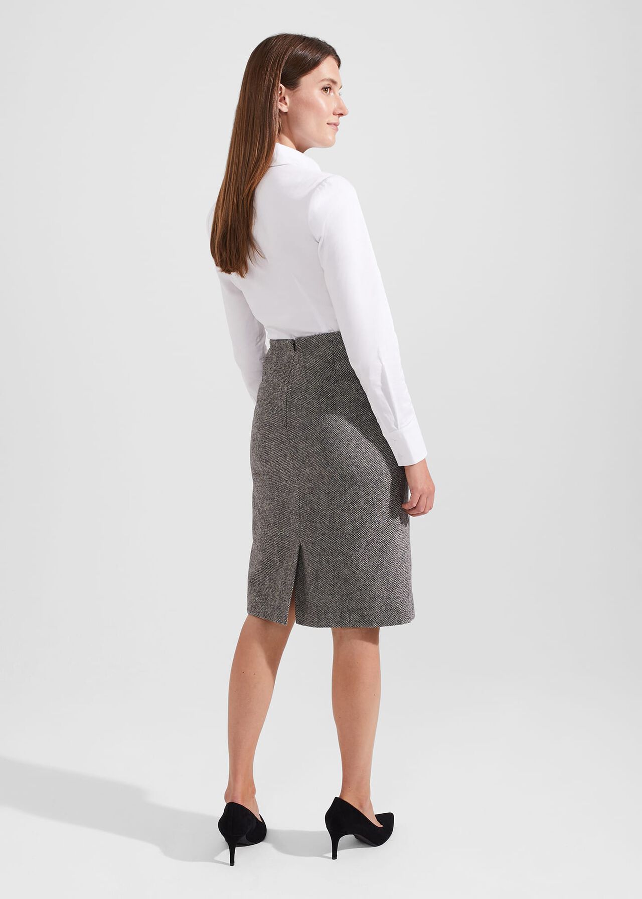 Elle Wool Skirt, Black White, hi-res