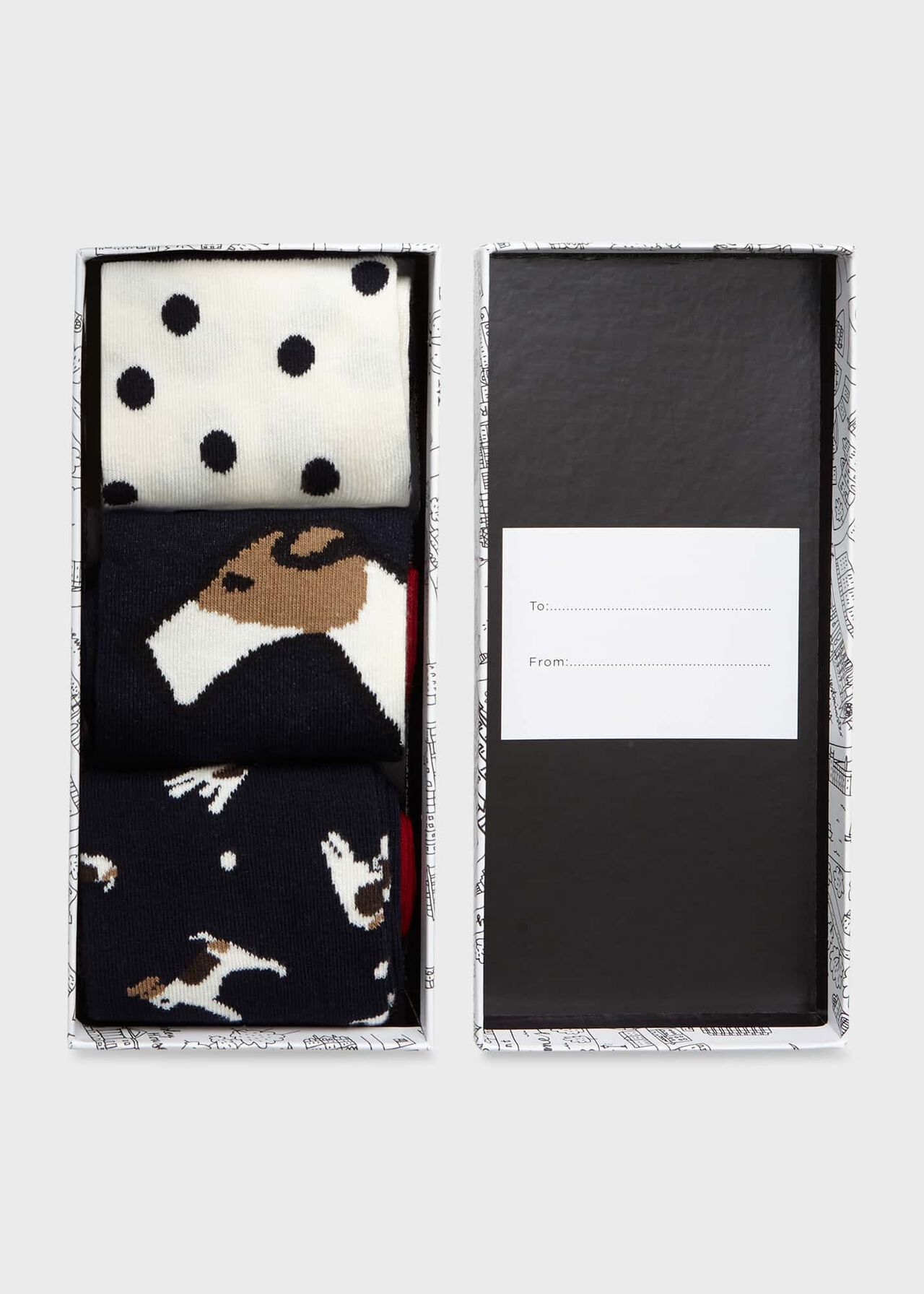 Fox Terrier Sock Set , Navy, hi-res