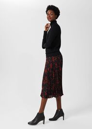 Losie Midi Pleated Skirt, Black Multi, hi-res