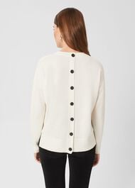 Lydia Button Sweater With Cashmere, Ivory, hi-res