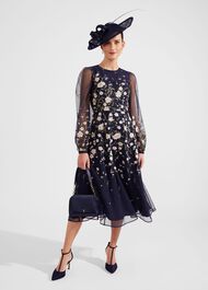 Lois Embroidered Midi Dress, Navy Multi, hi-res