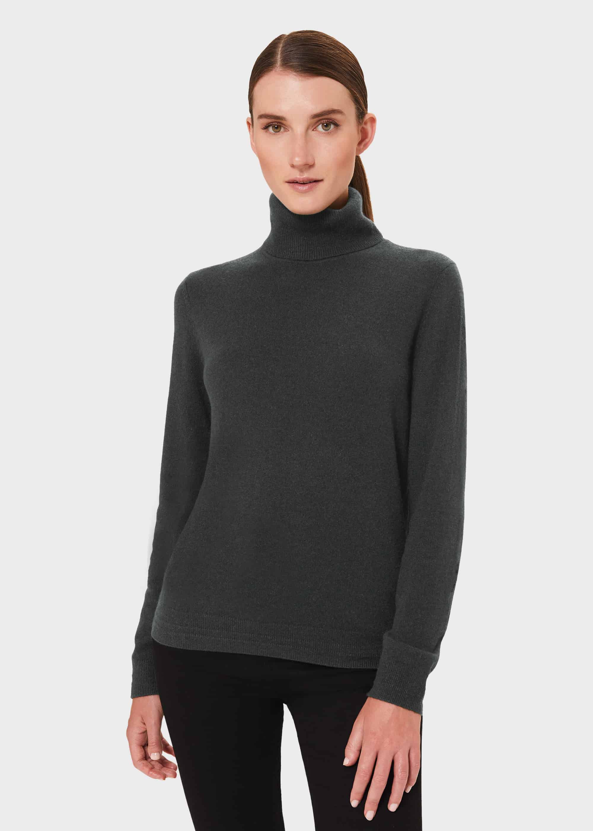 black cashmere roll neck