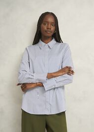 Andra Cotton Blend Shirt, White Navy, hi-res