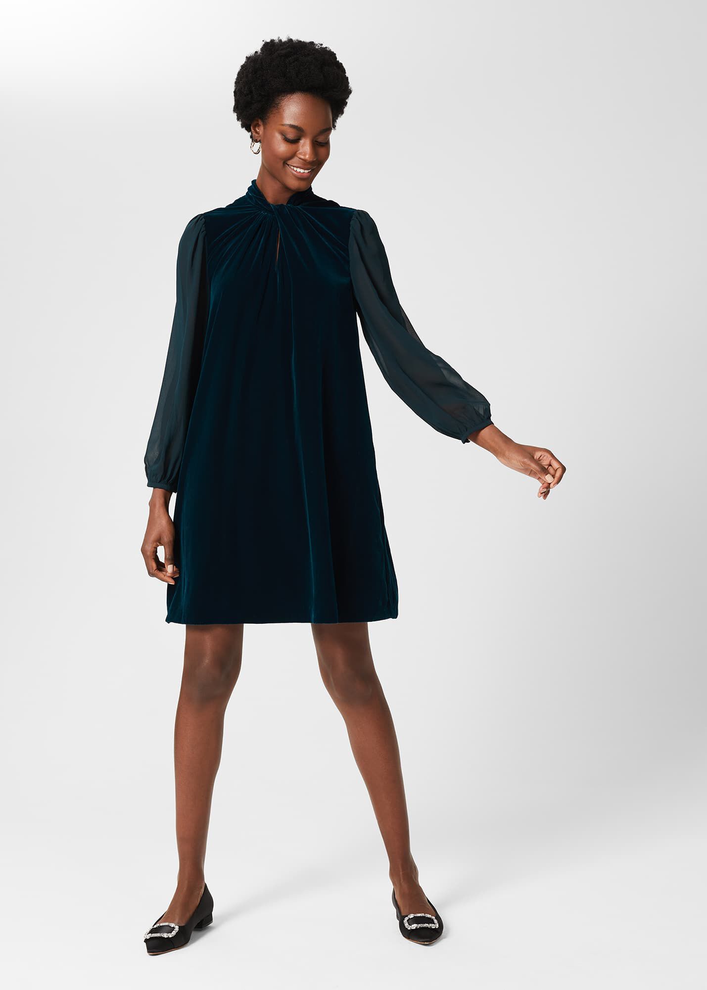 hobbs green velvet dress