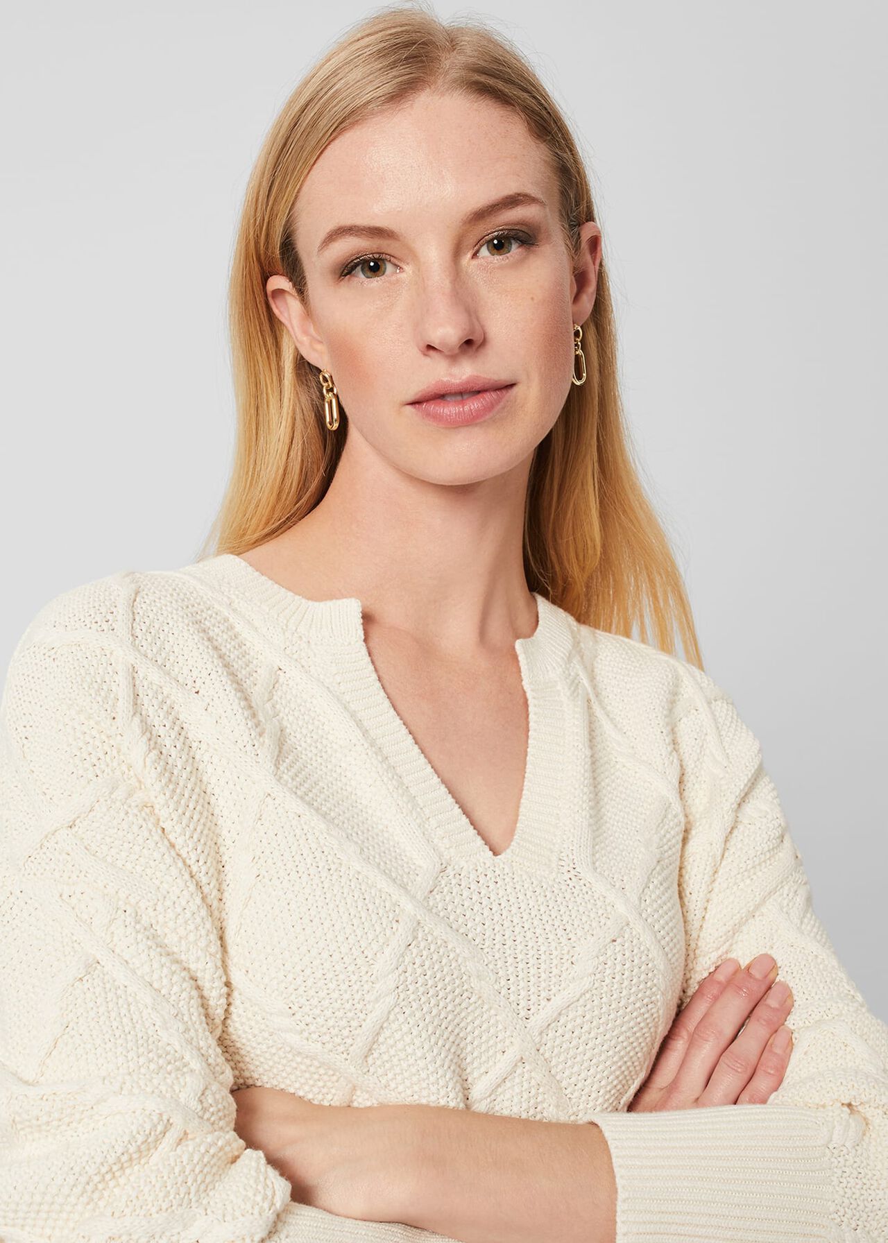 Cianna Cotton Sweater, Ivory, hi-res