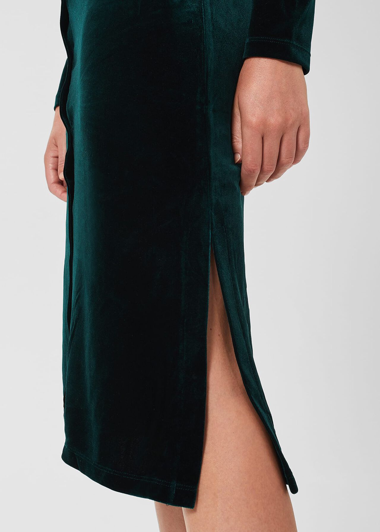 Hatty Velvet Dress, Dark Green, hi-res