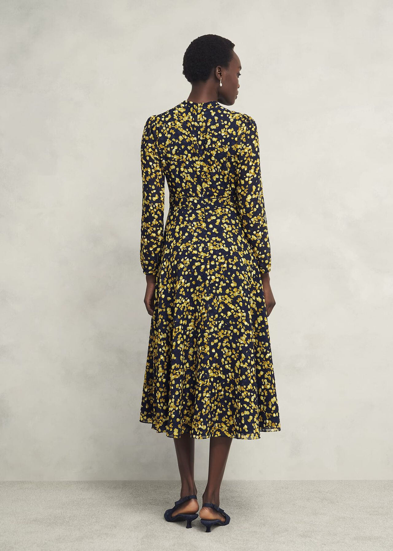 Petite Aurora Dress, Navy Yellow, hi-res